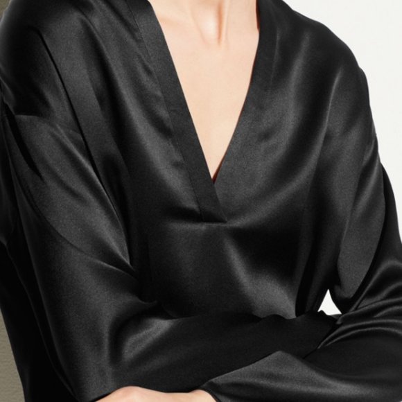 NWT VINCE V- Neck 100% Silk Tunic Dress in BLACK size S - Picture 2 of 3